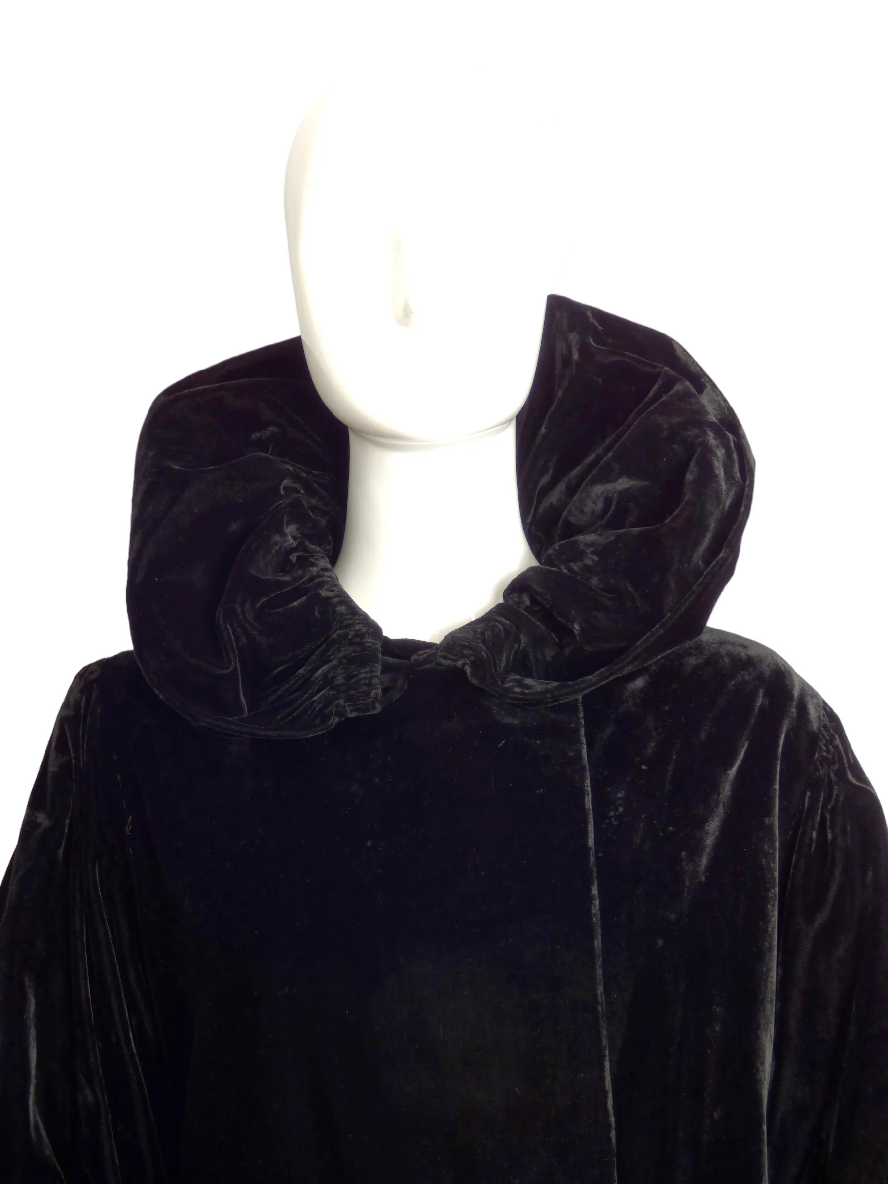 1930s Black Velvet Evening Coat, size 12