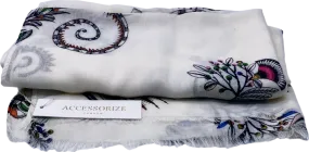 Accessorize White Lightweight Damask Scarf One Size