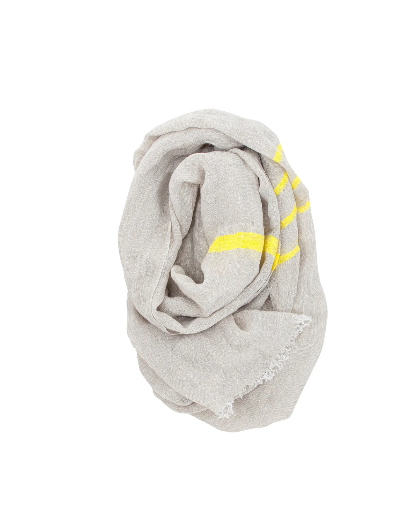 Aloft Linen Scarf - Yellow end Stripe