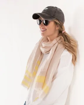 Aloft Linen Scarf - Yellow end Stripe