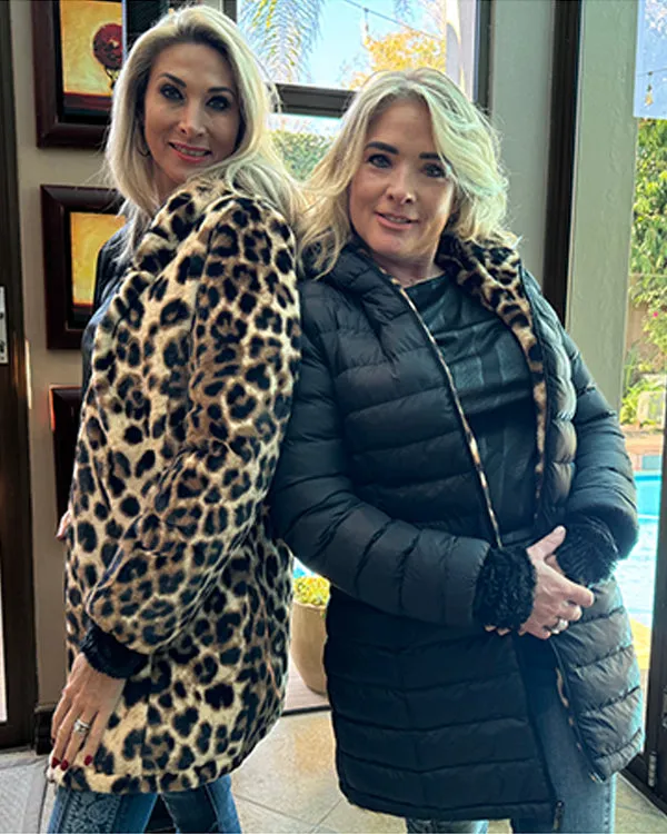 Animal Print Reversable Puffer Coat