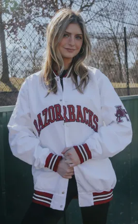 arkansas bomber jacket - white