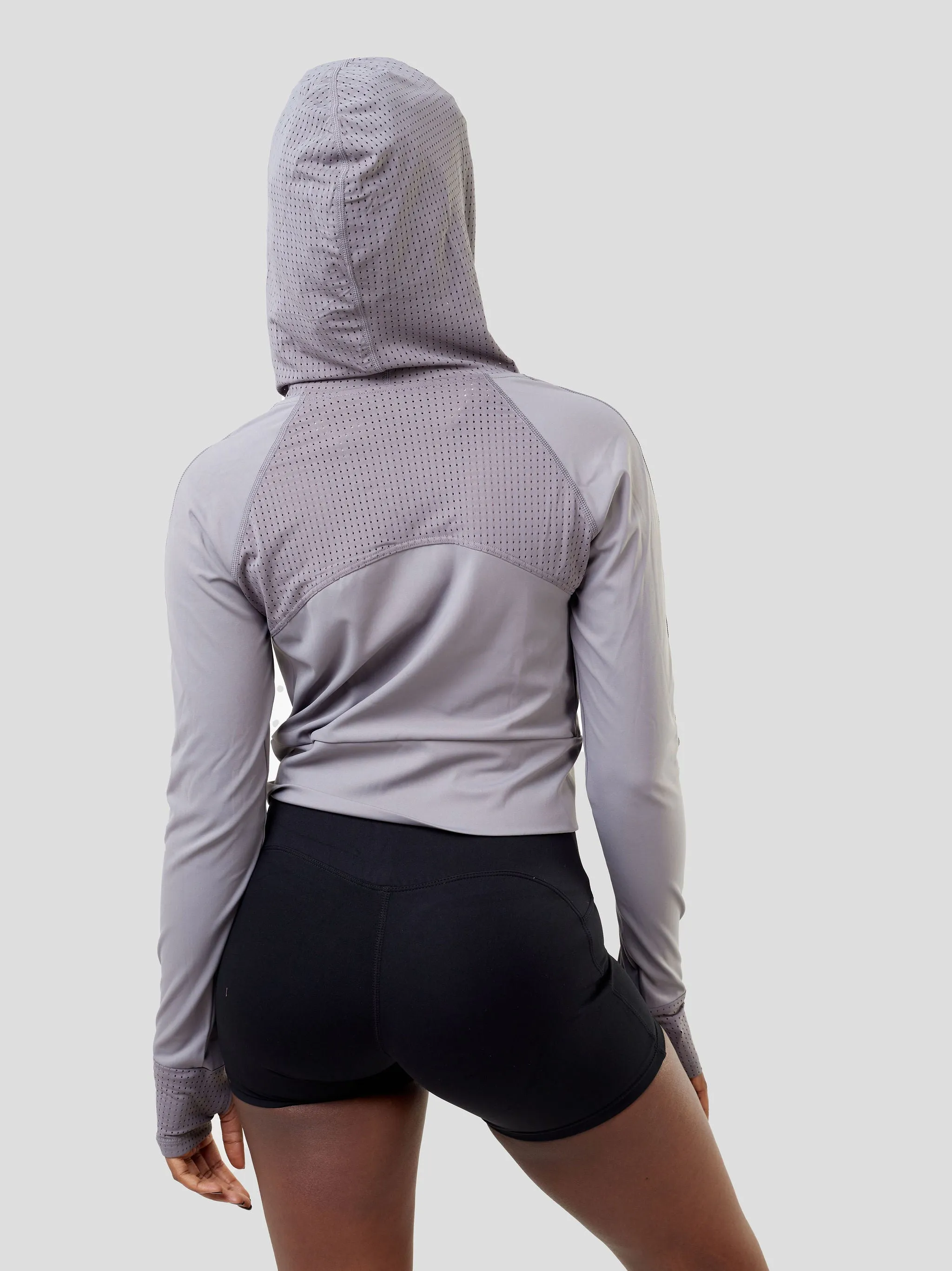 Ava Fitness Long Sleeved Zipper Top - Grey