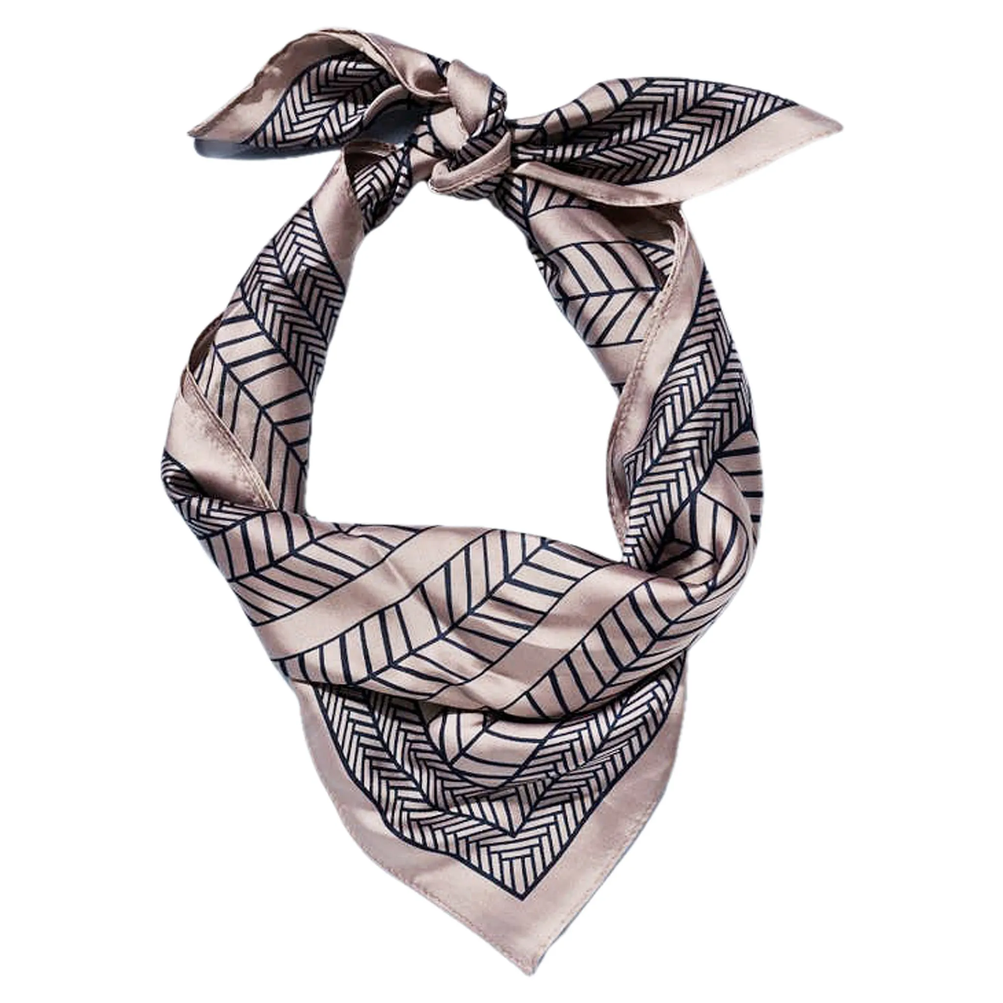 Avenue Zoe Geometric Printed Silky Bandana Scarf in Lavender Silver and Black