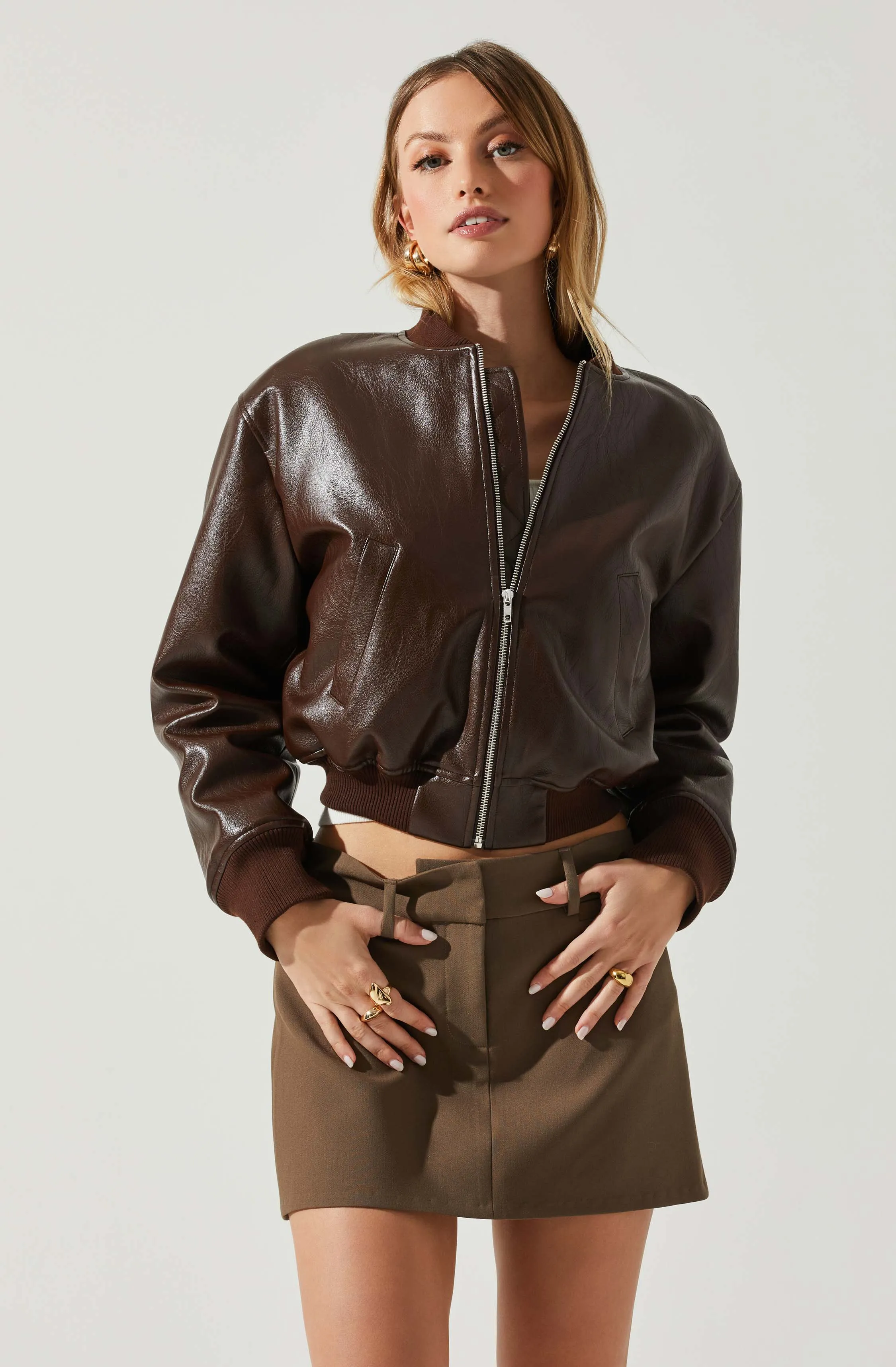 Avianna Faux Leather Bomber Jacket