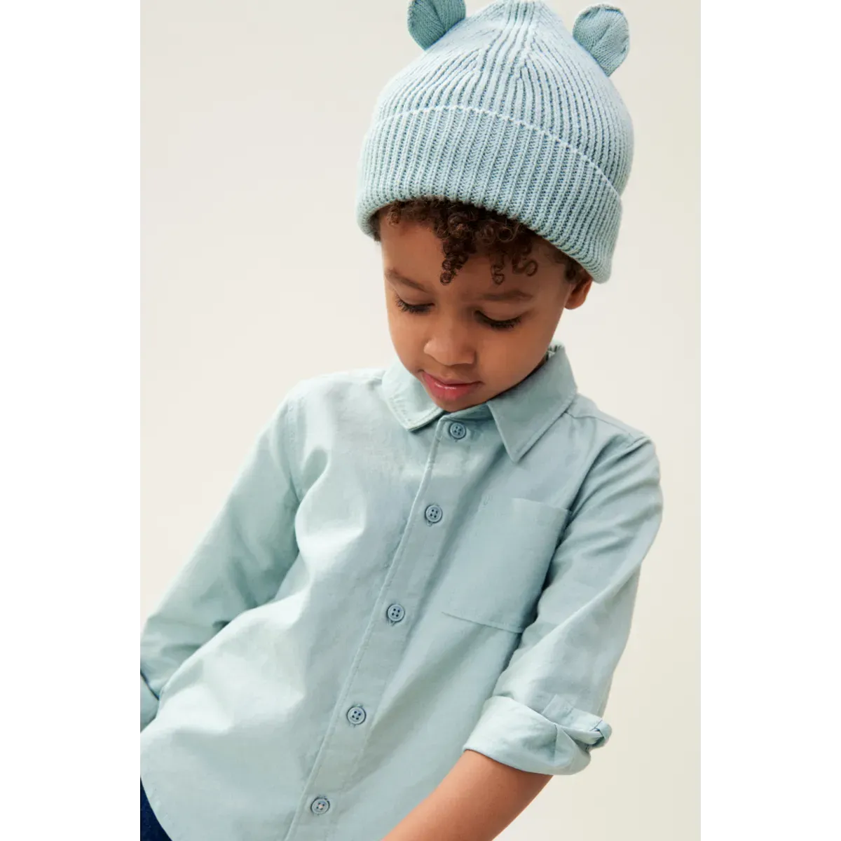 Beanie Hat W/ Ears - Gina - Ice Blue