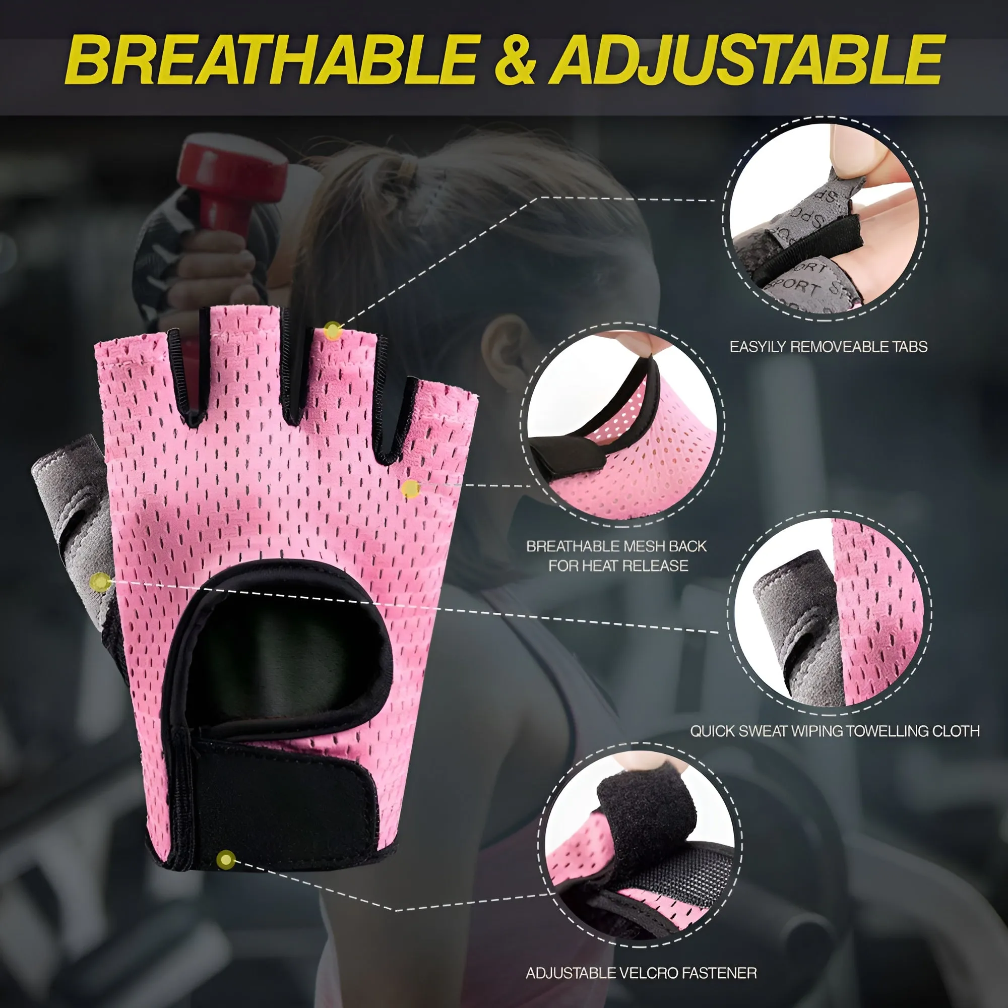 Ben Din Weight Lifting Gloves - Breathable Full Palm Protection Sports Gloves for Workout, Exercise, Gym, Training, Cycling, Anti Slip Exercise Fitness Gloves for Men & Women