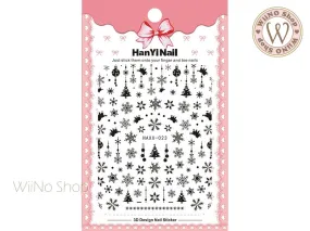 Black Snowflake Adhesive Nail Art Sticker - 1 pc (HAXX-023)