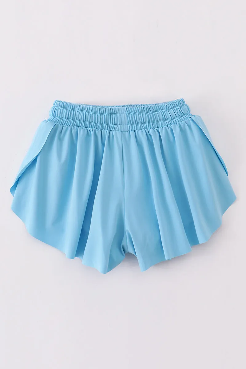 Blue girl's flowy sports shorts