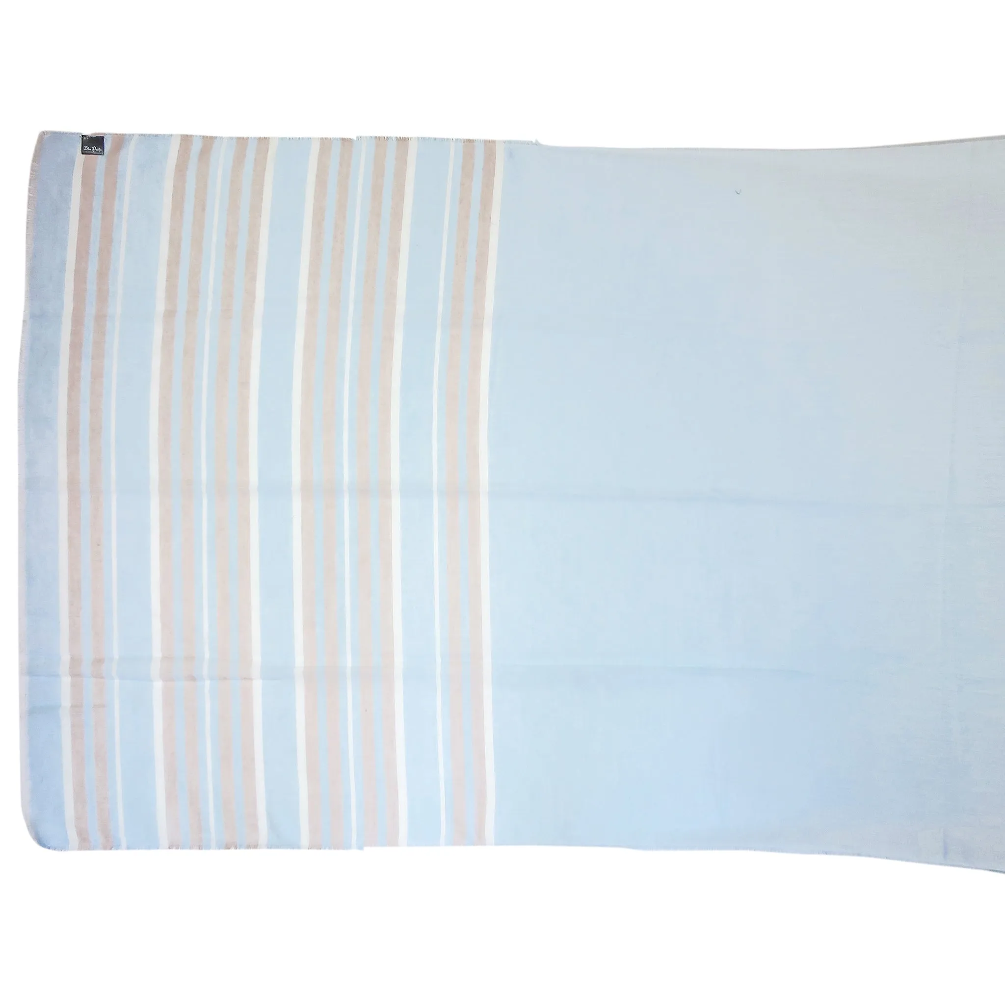 Blue Pacific Turkish Cotton Stripe Scarf in Powder Blue and Sand