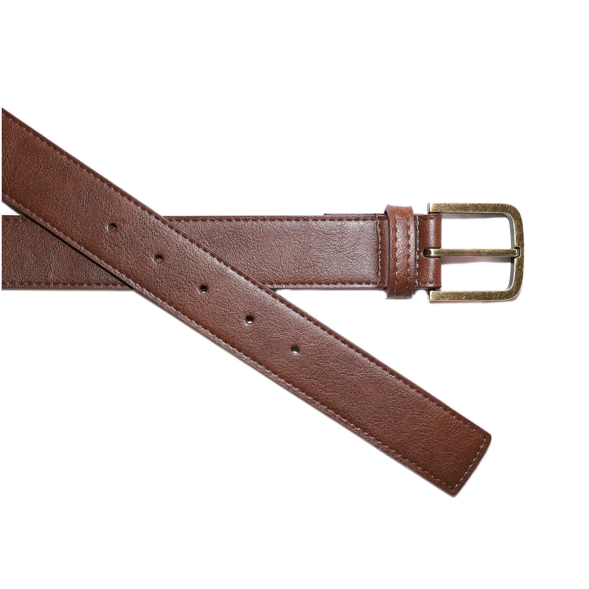 Bo Brass Buckle Vegan Belt | Chestnut