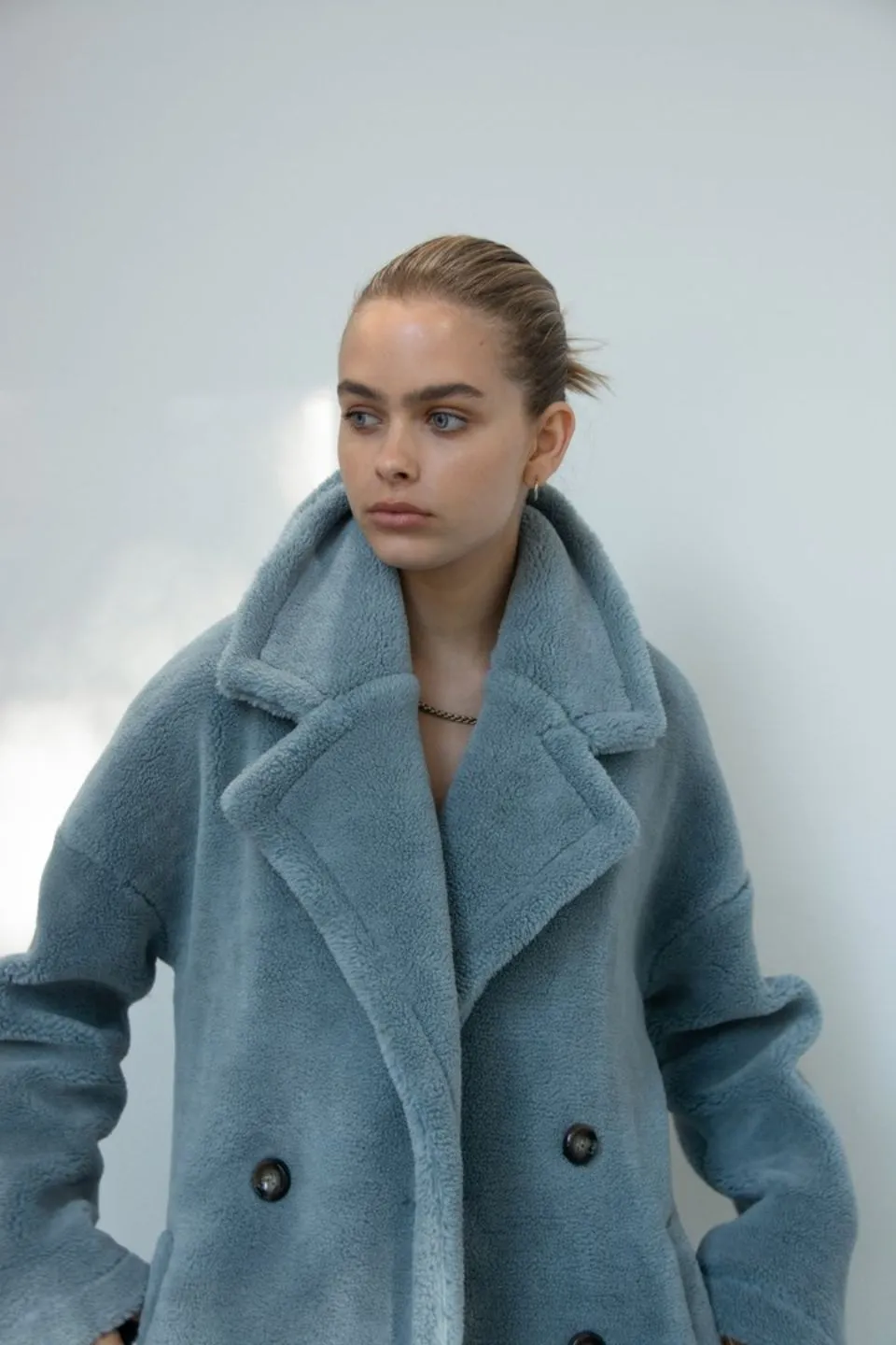 Brinsley Chambray Blue Teddy Coat