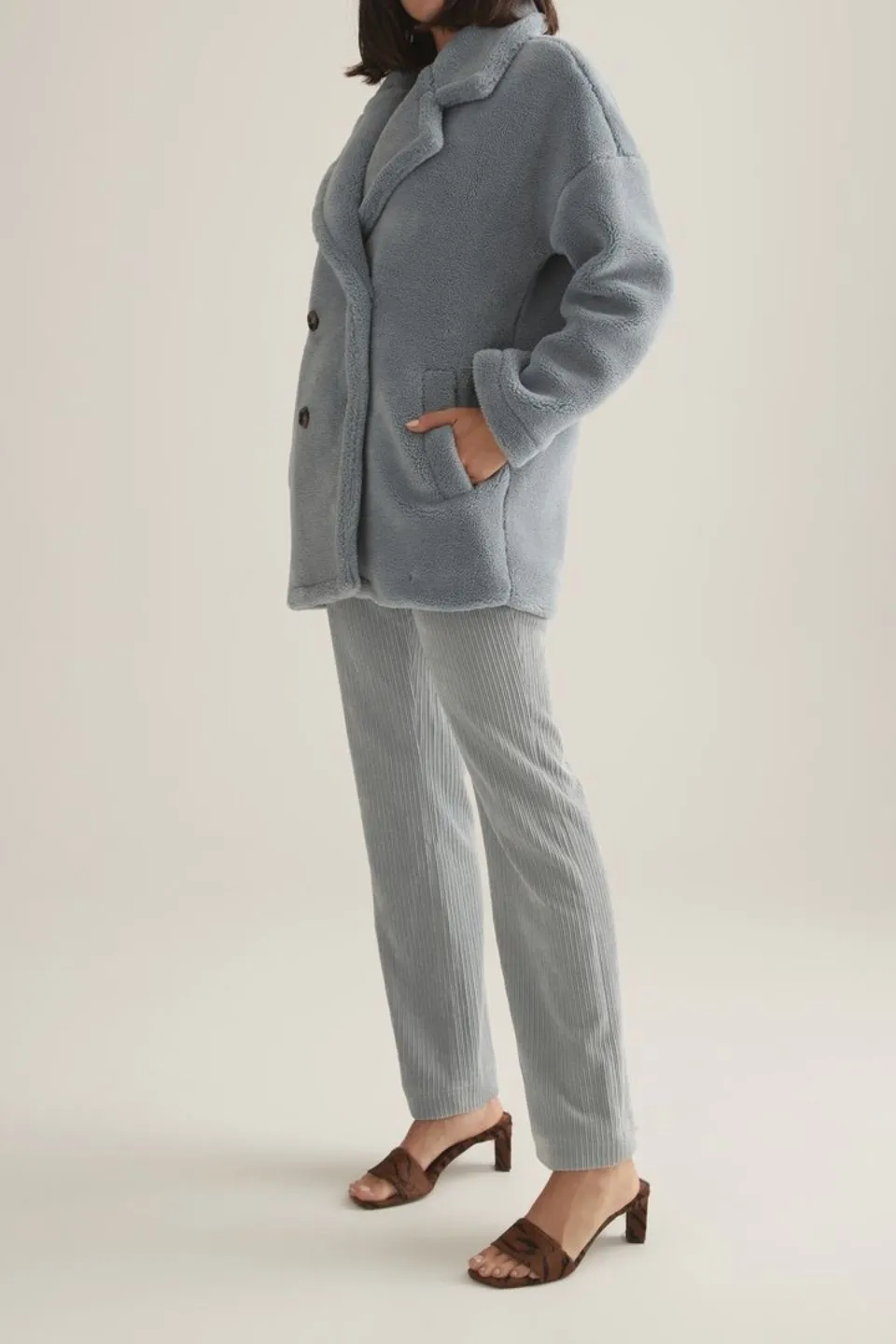 Brinsley Chambray Blue Teddy Coat