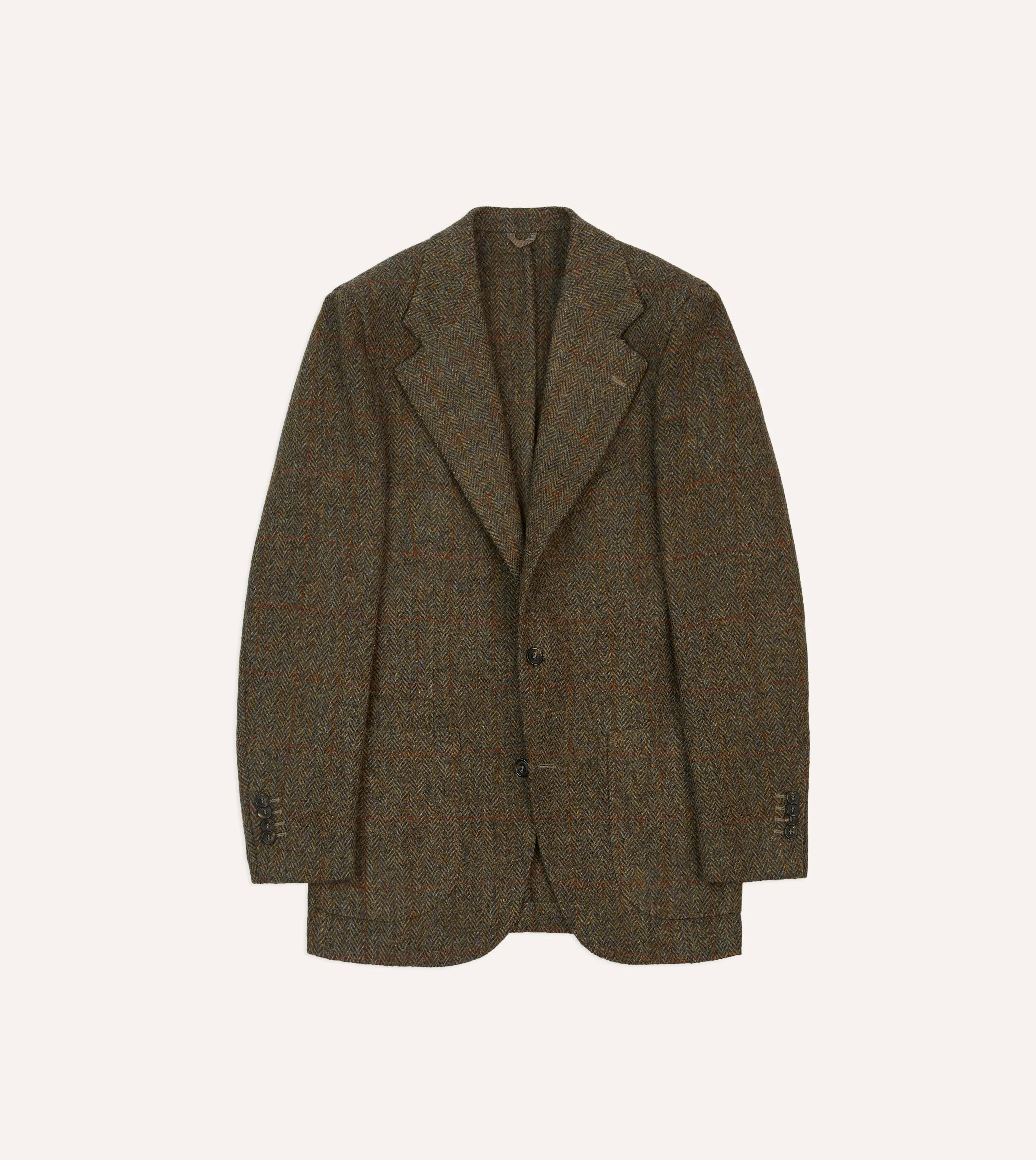 Brown Windowpane Check Tweed Blazer