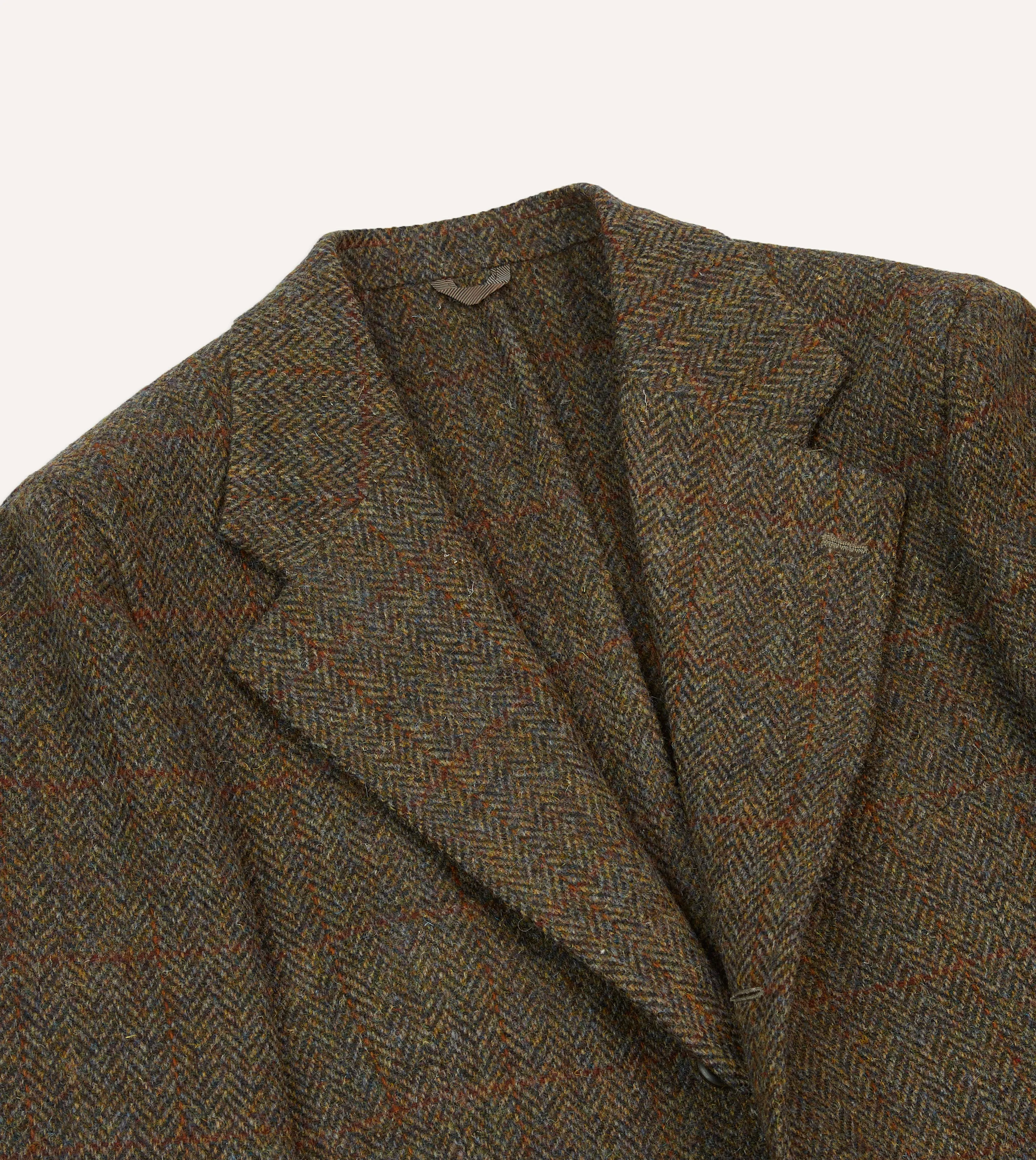 Brown Windowpane Check Tweed Blazer