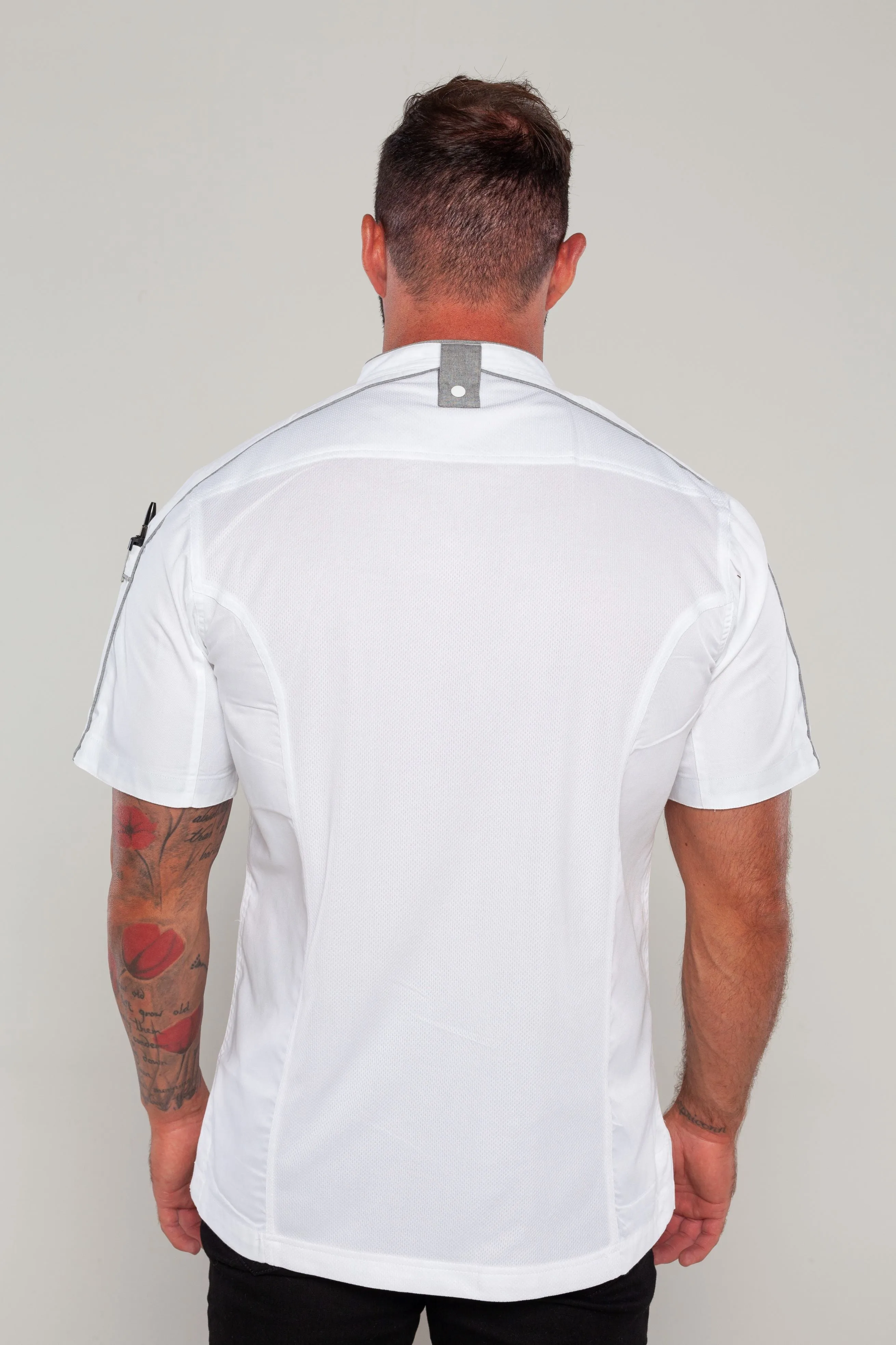 Bryan Chef jacket white with grey trim and coolvent