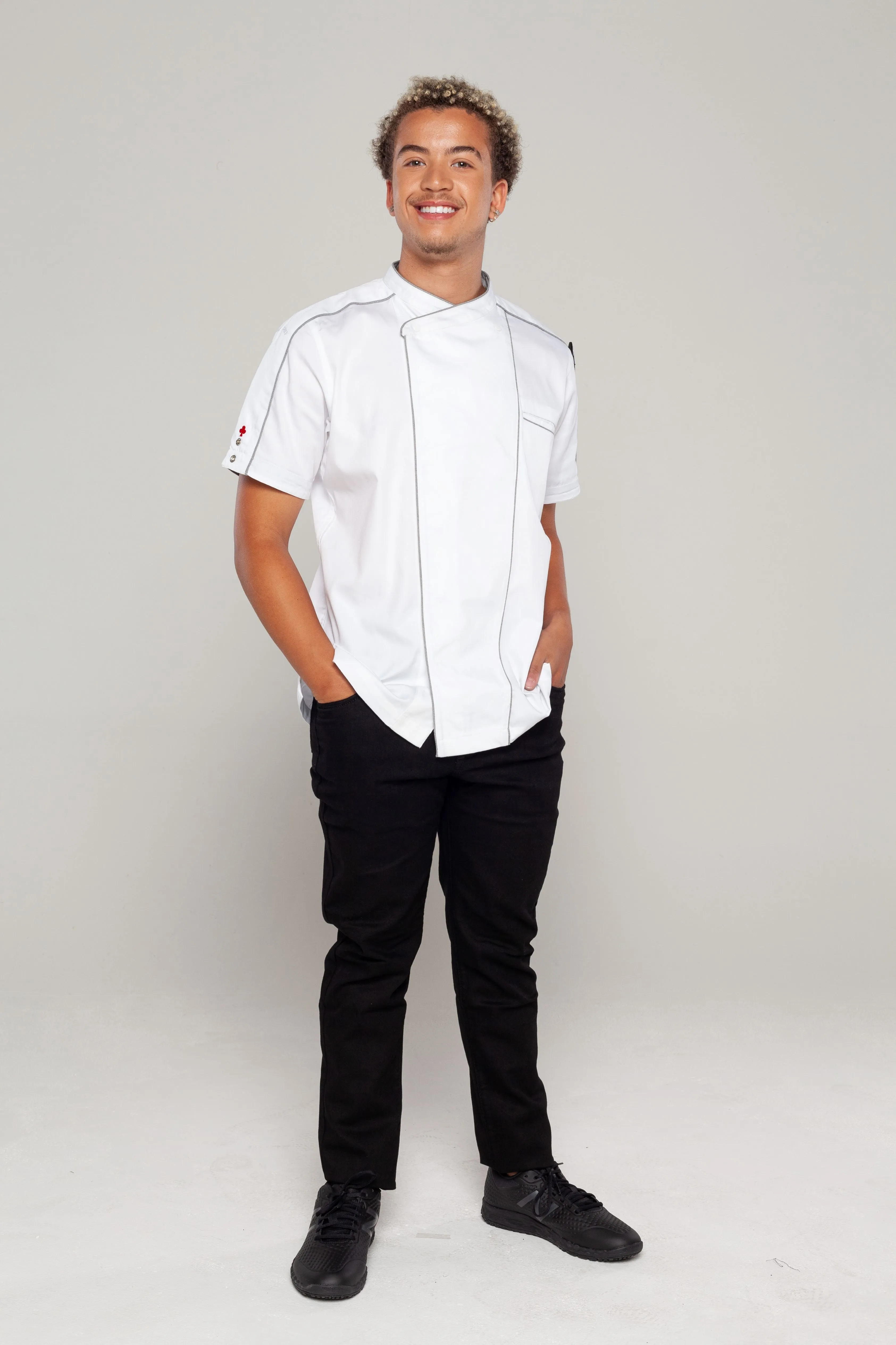 Bryan Chef jacket white with grey trim and coolvent