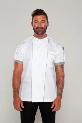 Bryan Chef jacket white with grey trim and coolvent