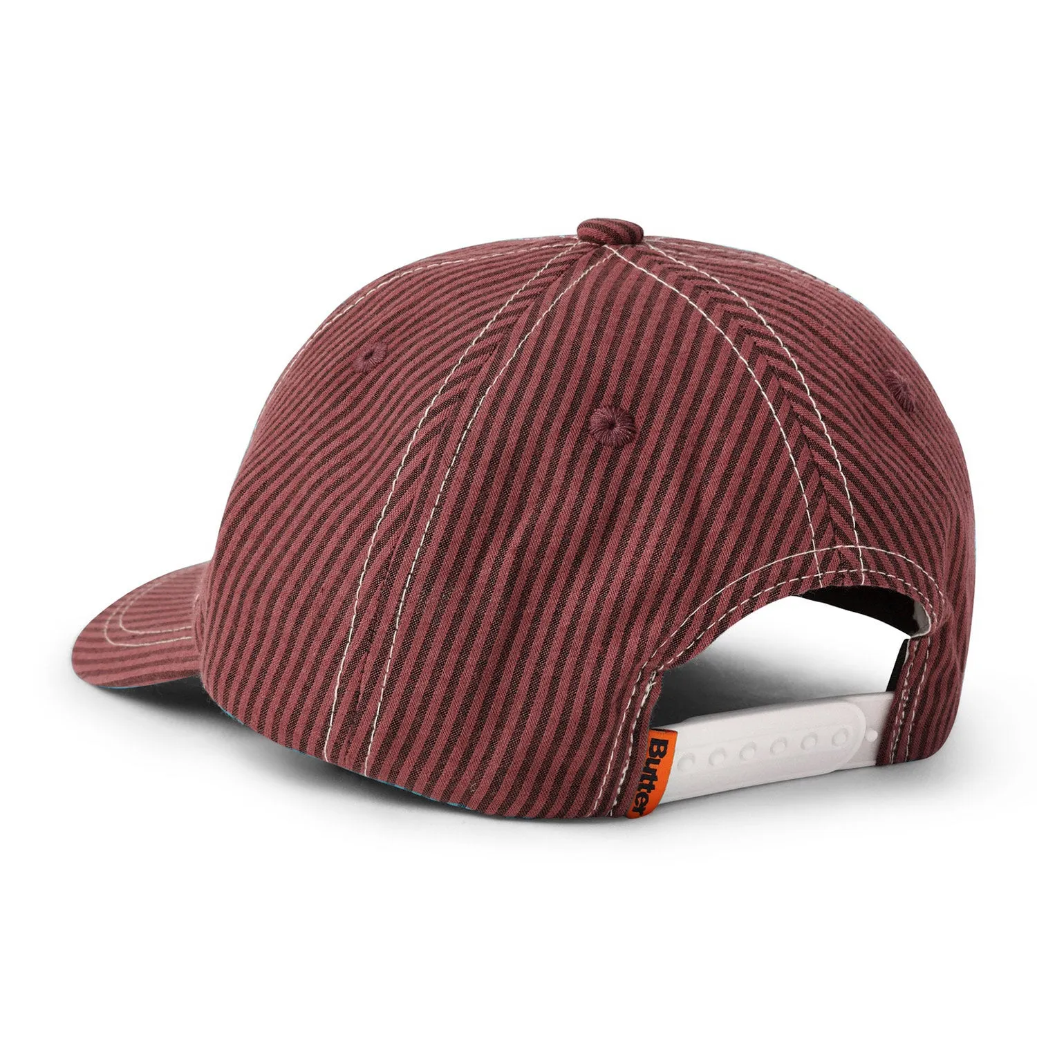 Butter Goods Seersucker 6 Panel Cap Burgundy