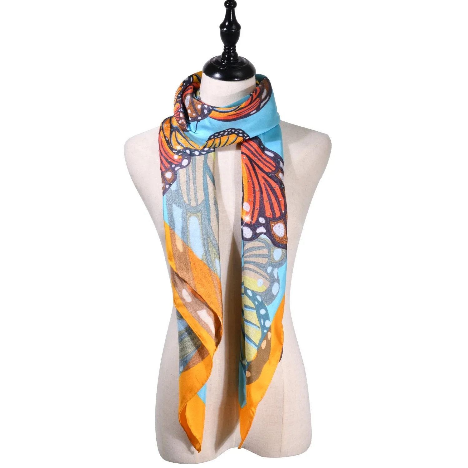 【BUTTERFLY】100% Silk Scarf with Crystals