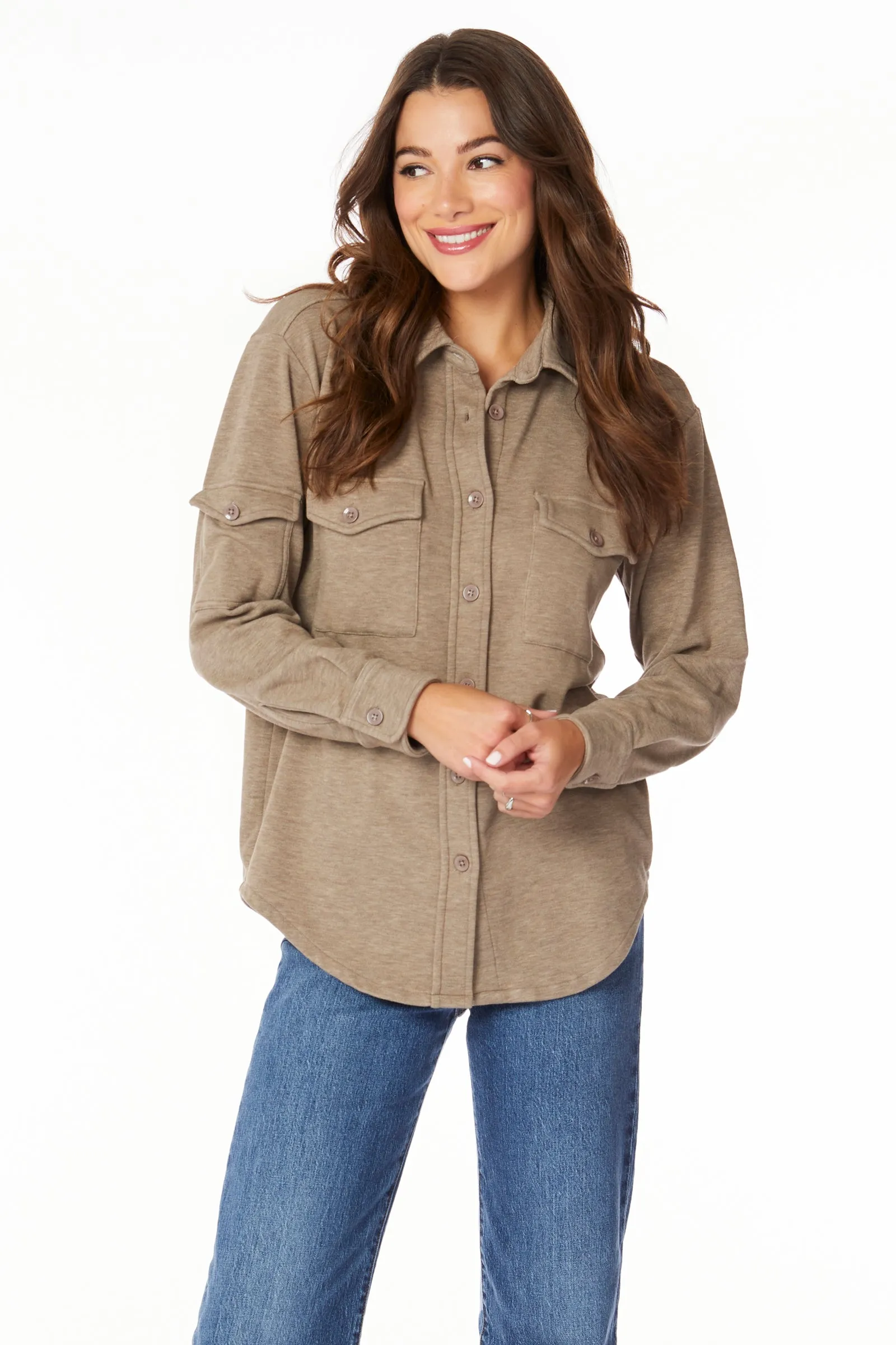 BUTTON FRONT SHIRT WITH POCKETS