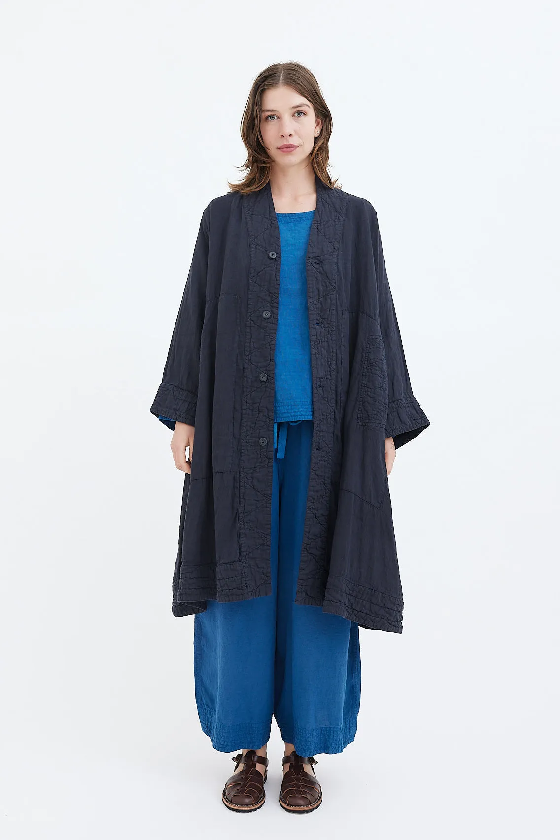 Chez Vidalenc - Coat - Light Linen Pu Yi - Navy Proto