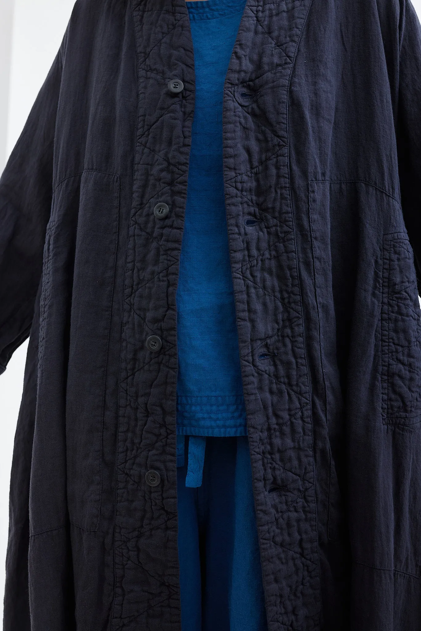 Chez Vidalenc - Coat - Light Linen Pu Yi - Navy Proto