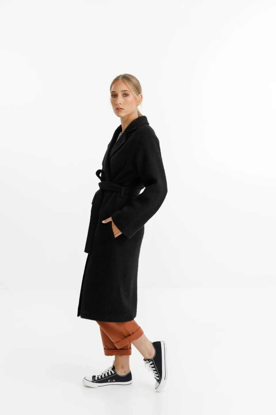 Clement Belted Super Soft Black Coat