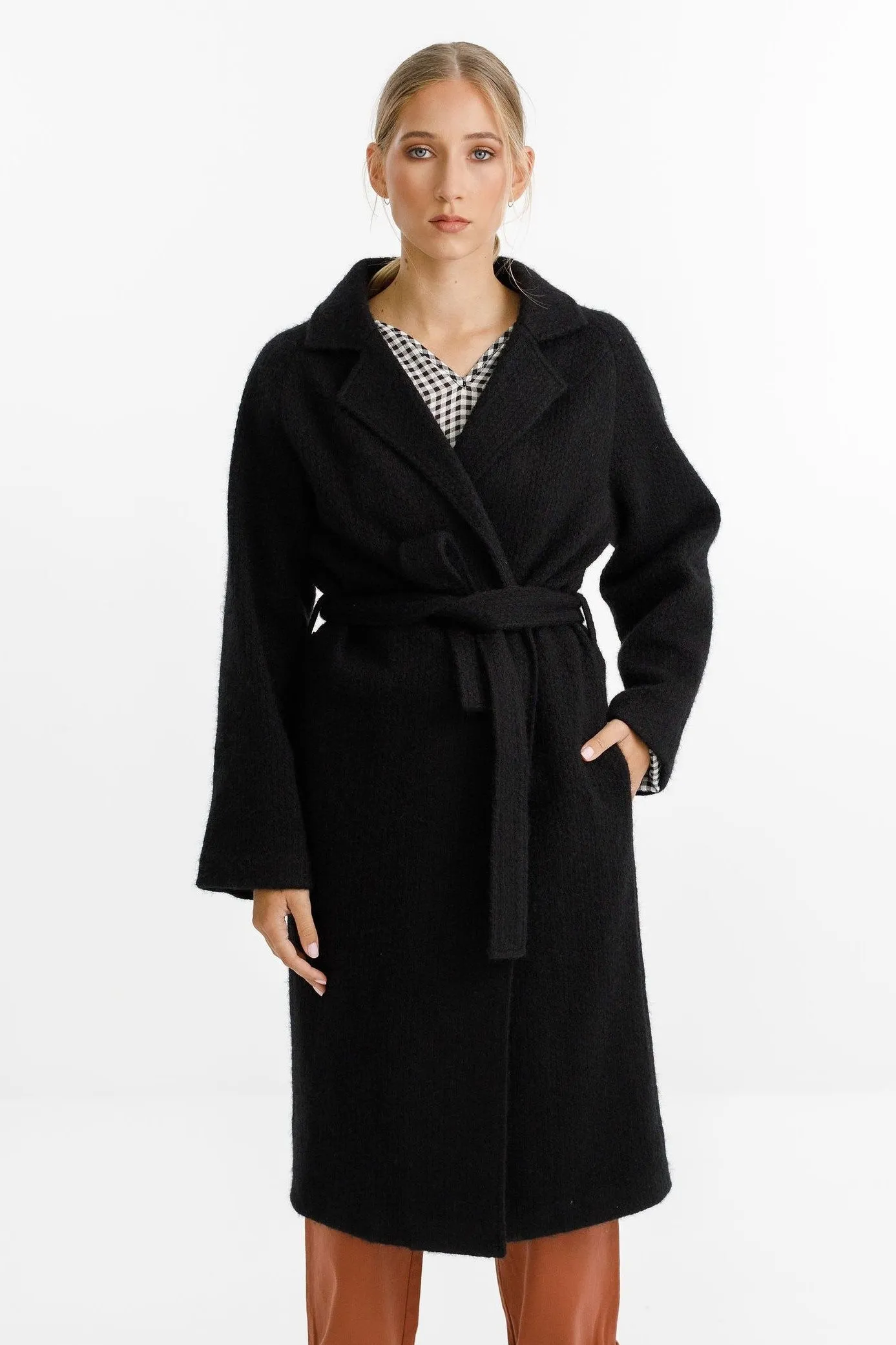 Clement Belted Super Soft Black Coat