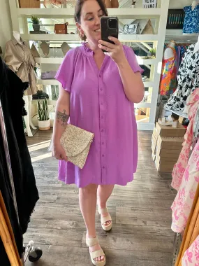 Curvy Flutter Button Down Dress