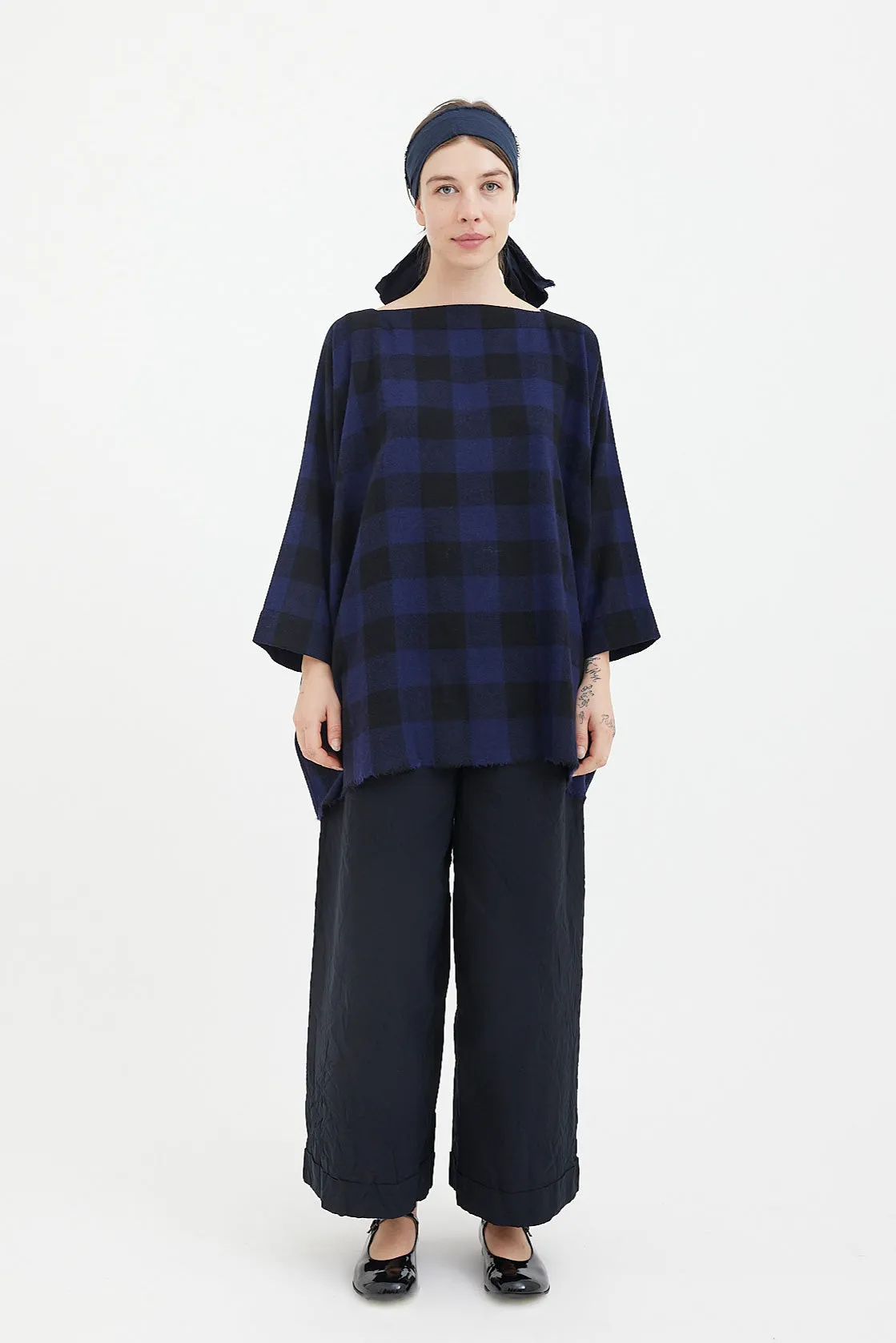 Daniela Gregis - Shirt Square Selvedge Bottom - Stardust Blue/Black Check