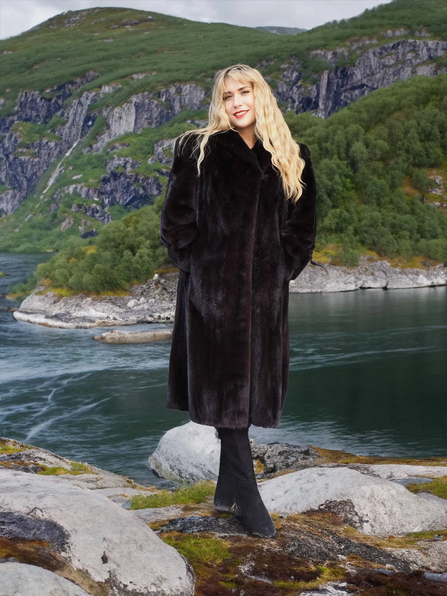 Dark Ranch Black Mink Coat Coats M Made In Canada