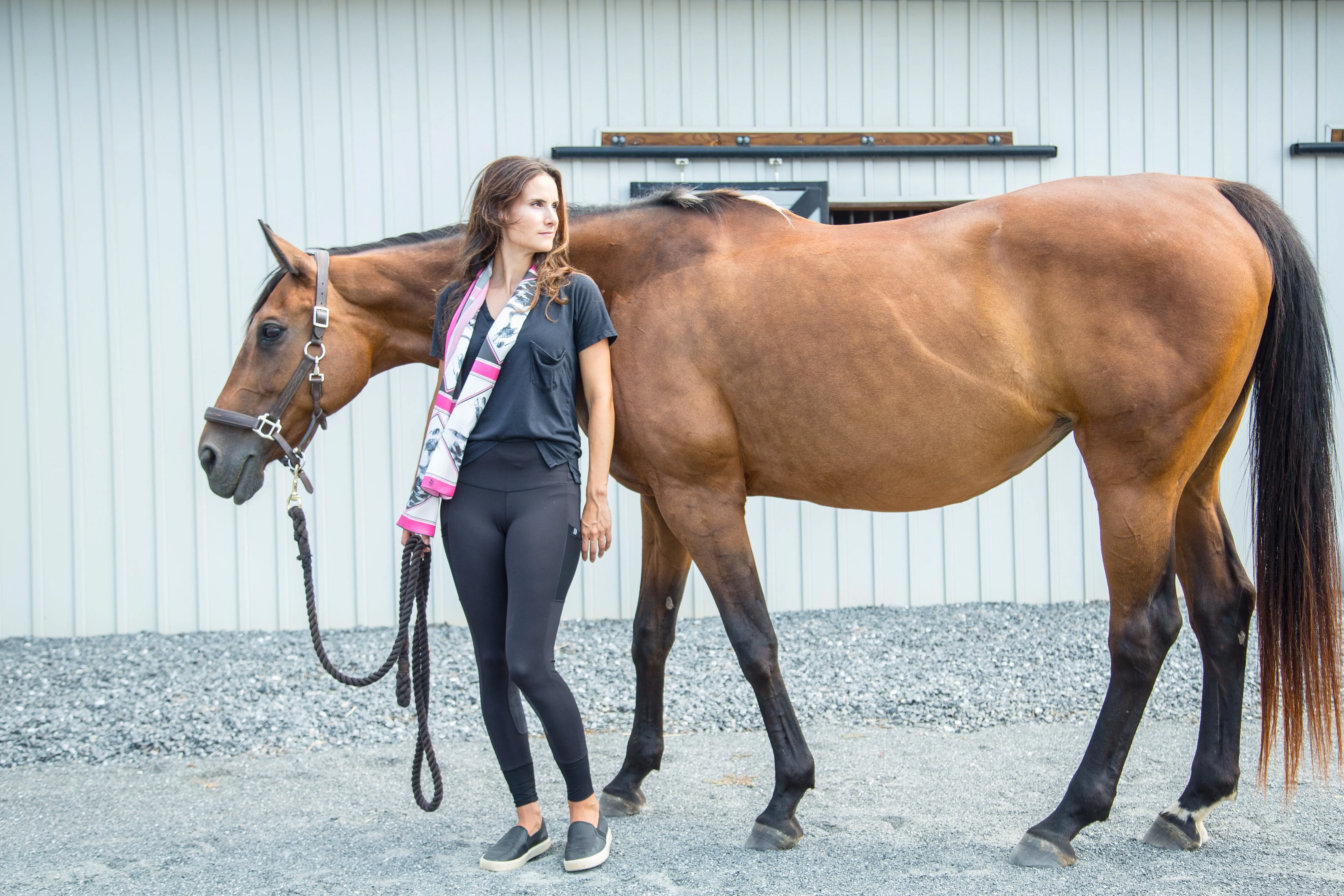 Equestrian Silk Scarf - Pink Power Long