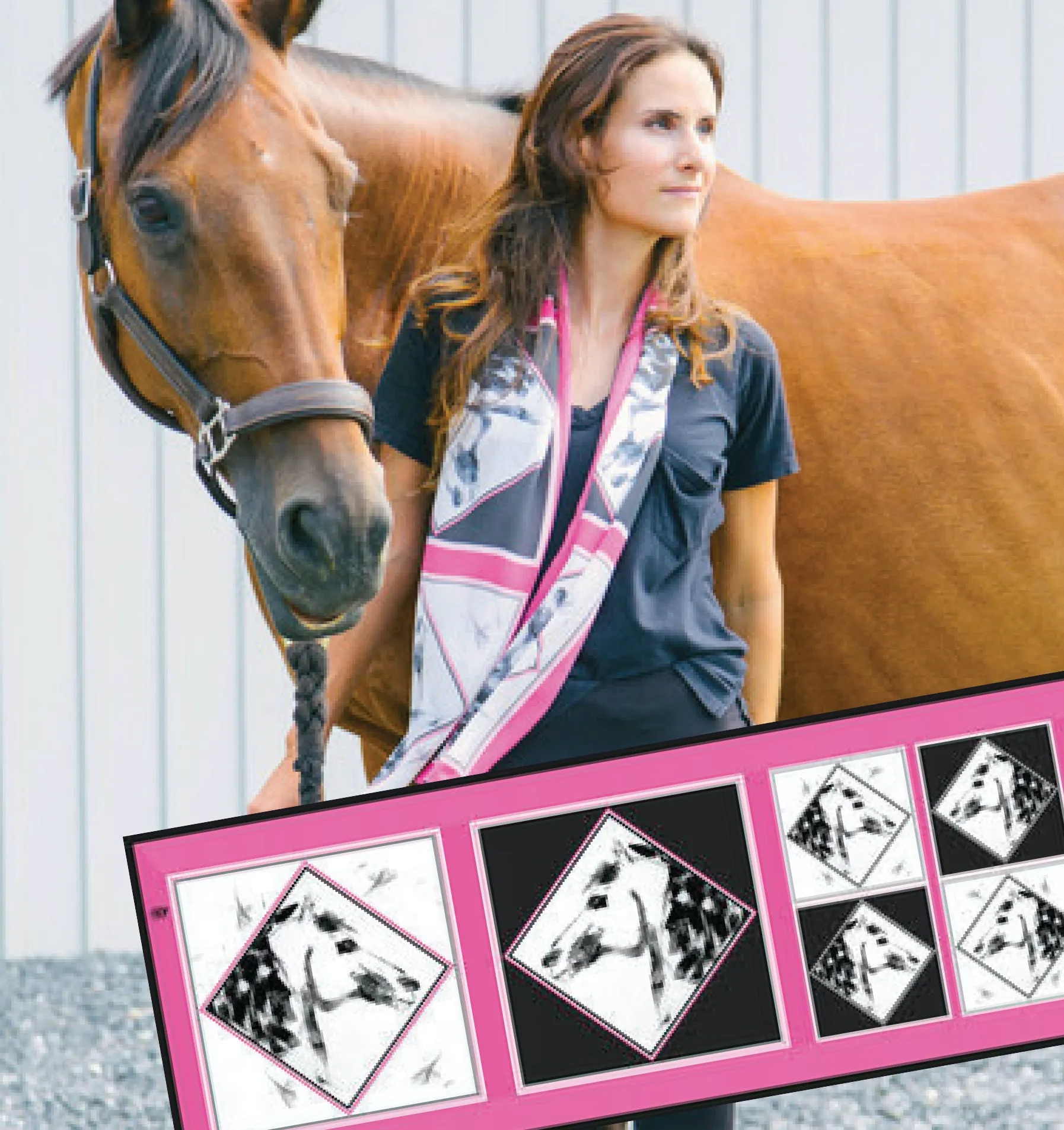 Equestrian Silk Scarf - Pink Power Long