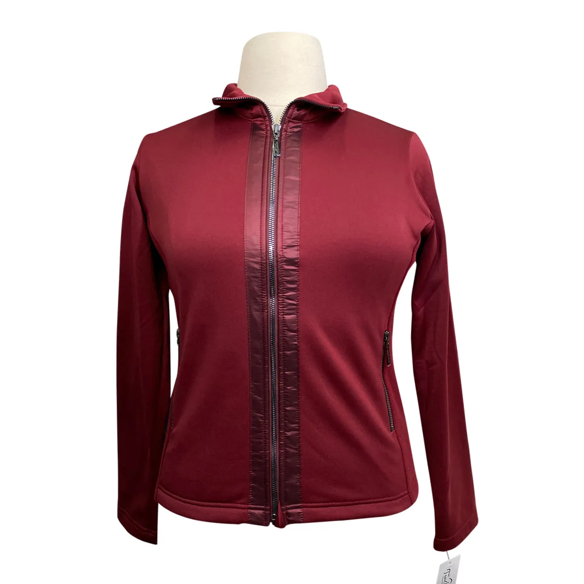 Optimized Title: Womens Large Equestrian Stockholm Bordeaux Fleece Jacket - Stylish & Cozy Riding Apparel