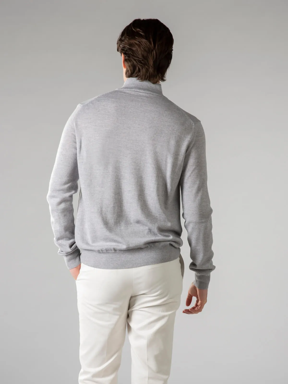 Extrafine Merino Zipper Sweater Light Grey