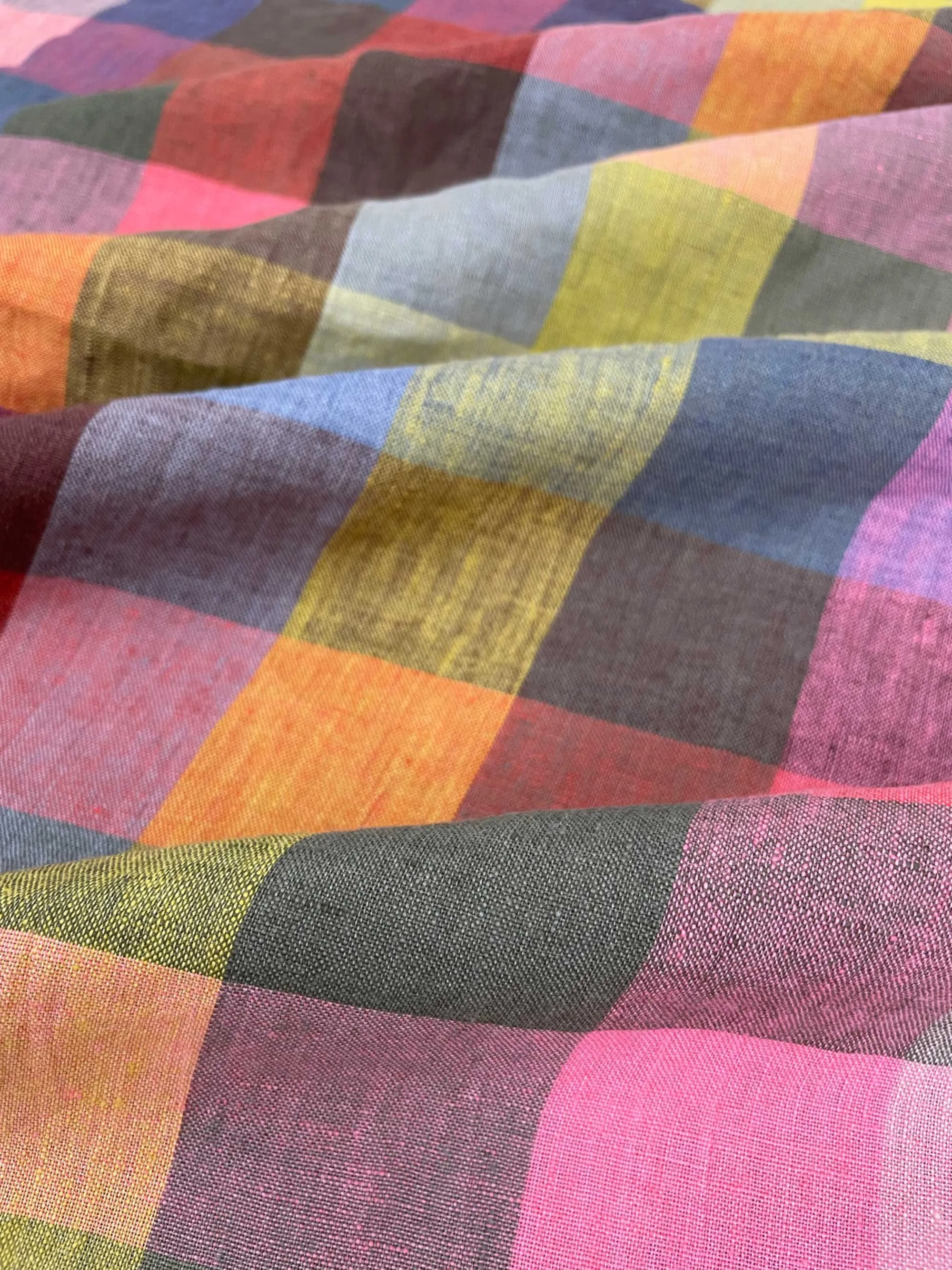 Festival Laundered Linen Check Fabric