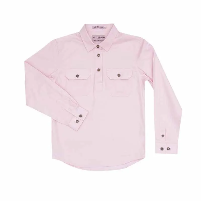 Girl's Just Country Kenzie 1/2 Button Shirt Pink