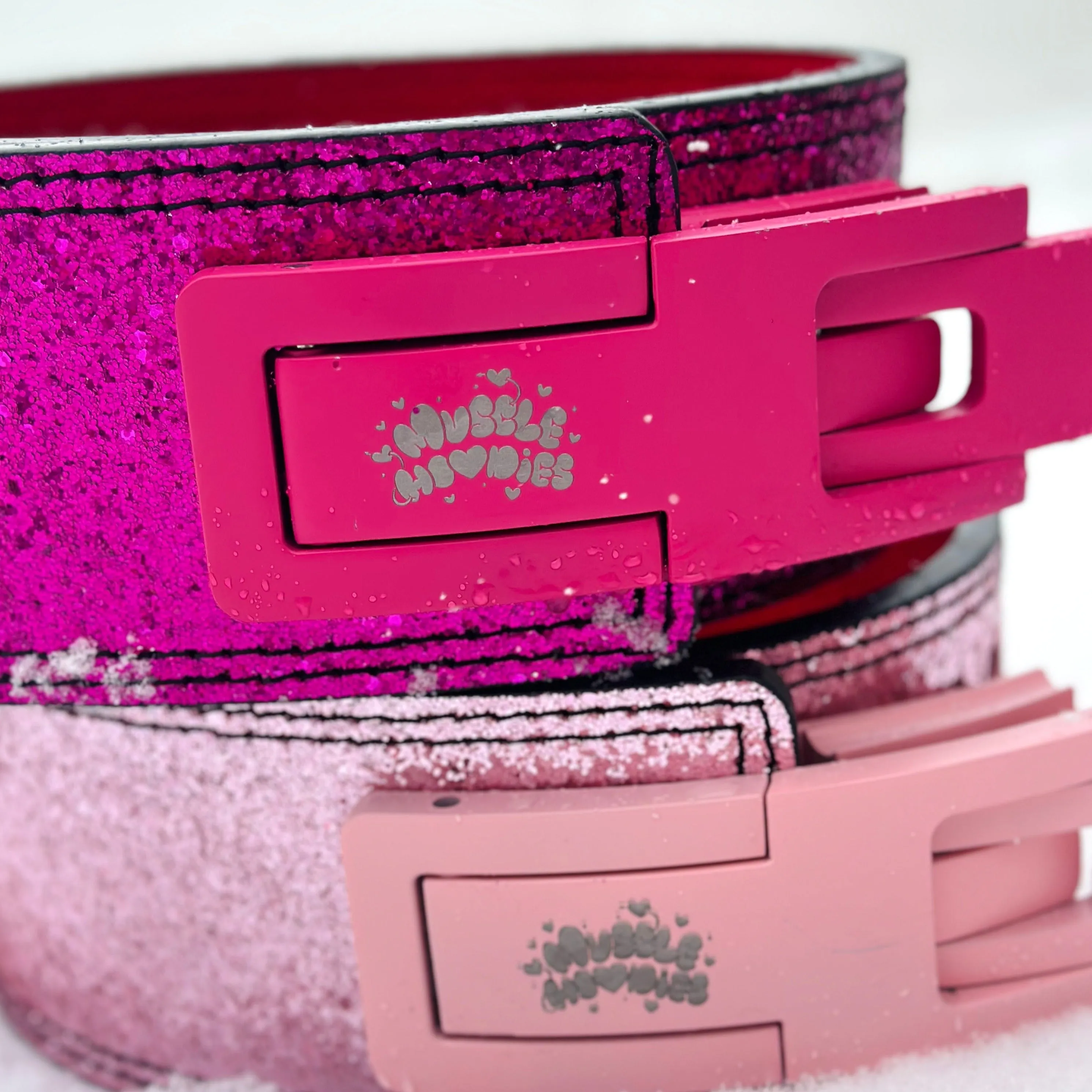 GLITTER LEVER WEIGHT LIFTING BELT- BABY PINK