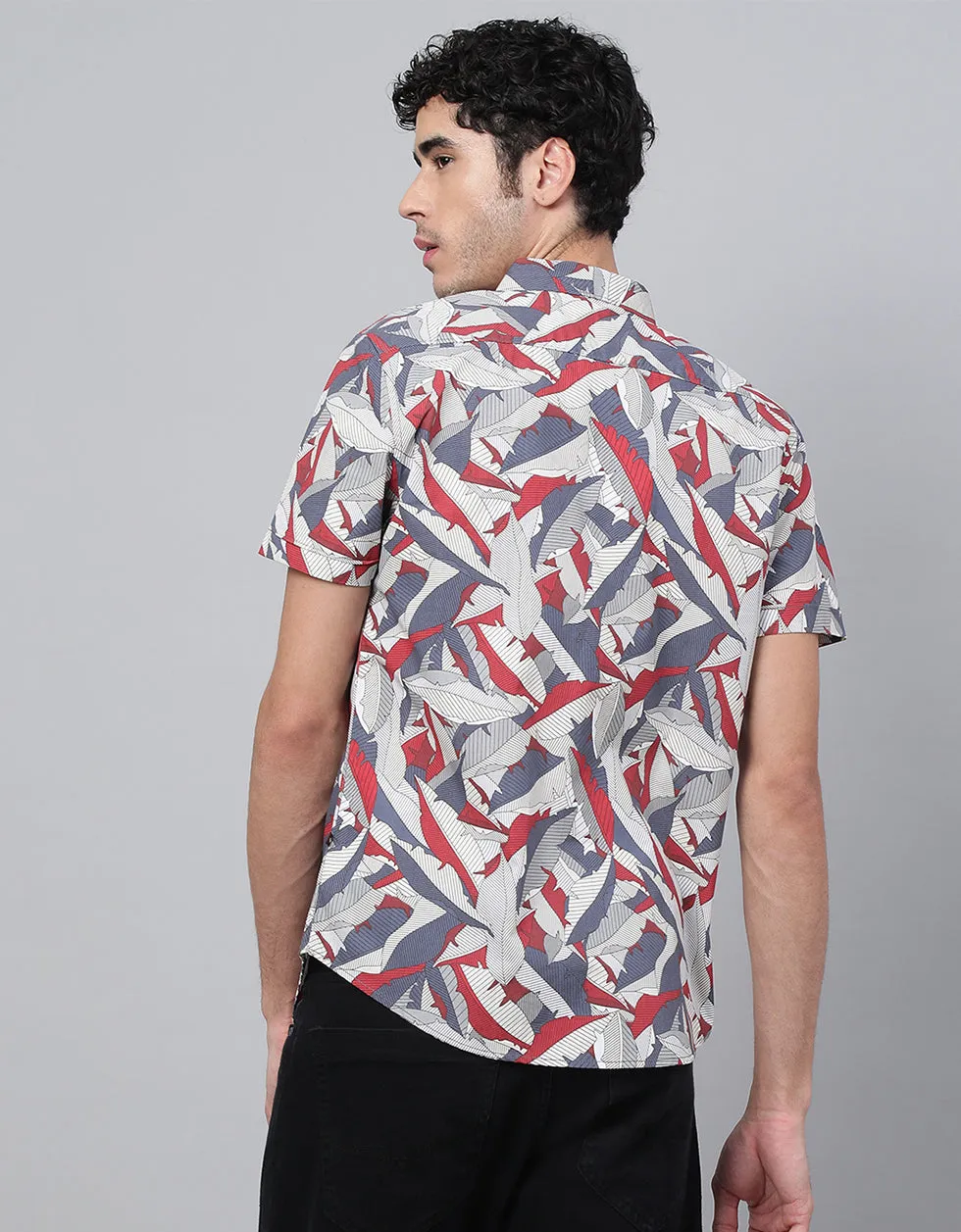 Grey Men's Printed Shirt