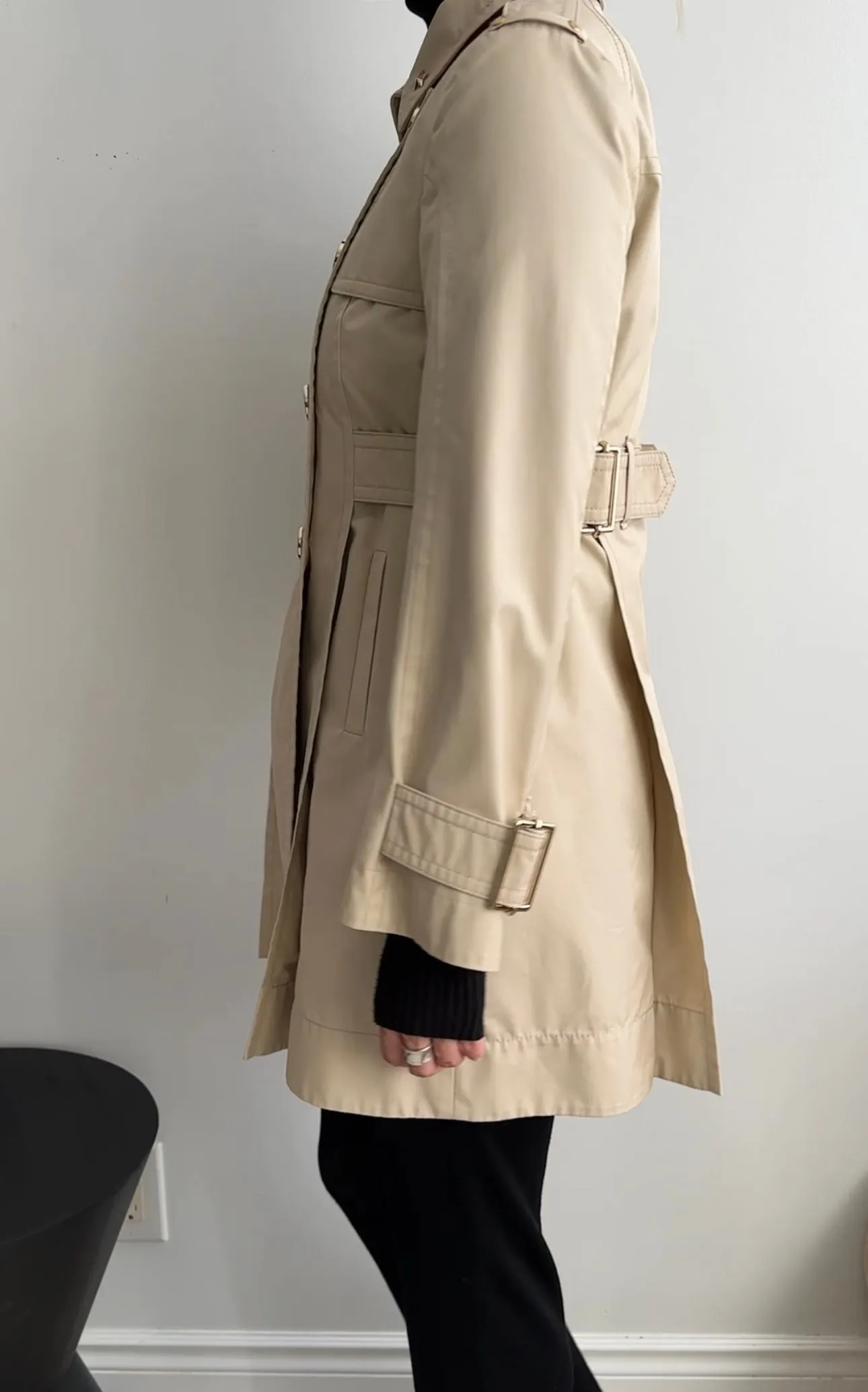 Gucci Beige Double Breasted Star Charm Belted Trench Coat - USA 2