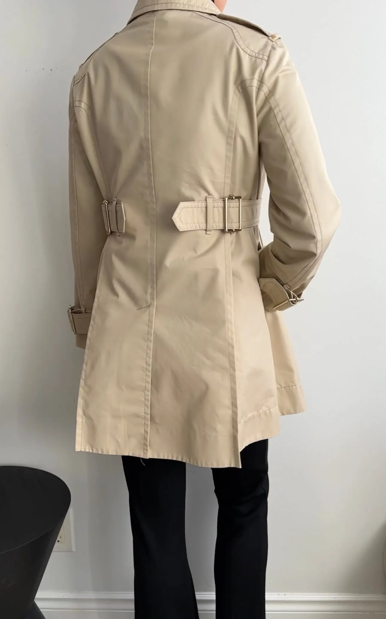 Gucci Beige Double Breasted Star Charm Belted Trench Coat - USA 2