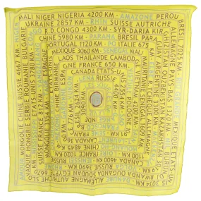 Hermes Les Sources de la Vie Yellow Script Scarf