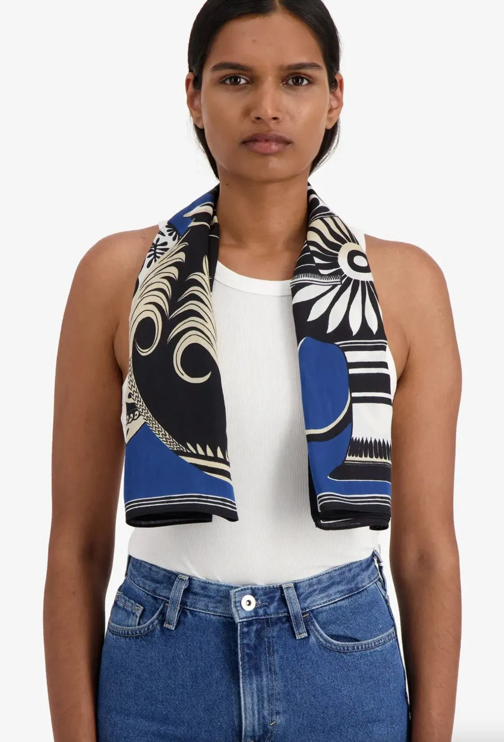 INOUI EDITIONS - 100 Square Mykonos Scarf in Blue