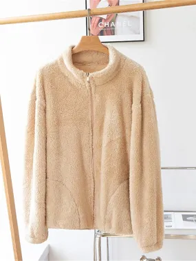 Ladies' Warm Zip-up Sherpa Teddy Coat for Winter