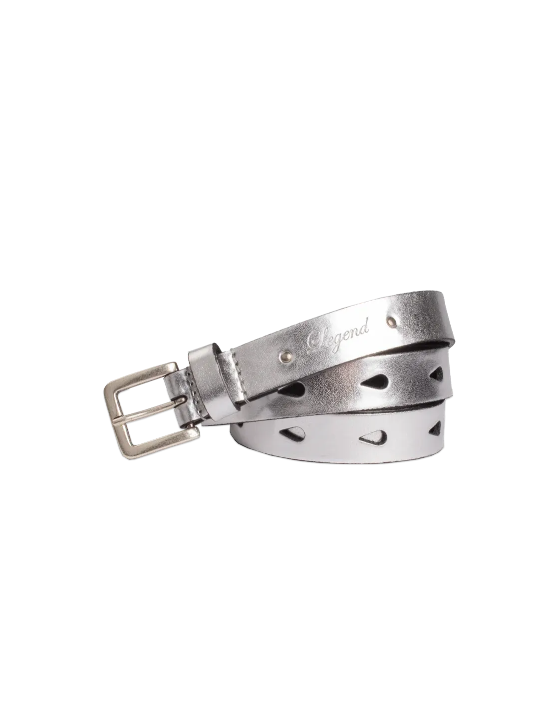 Leather Punch Hole Belt - Silver