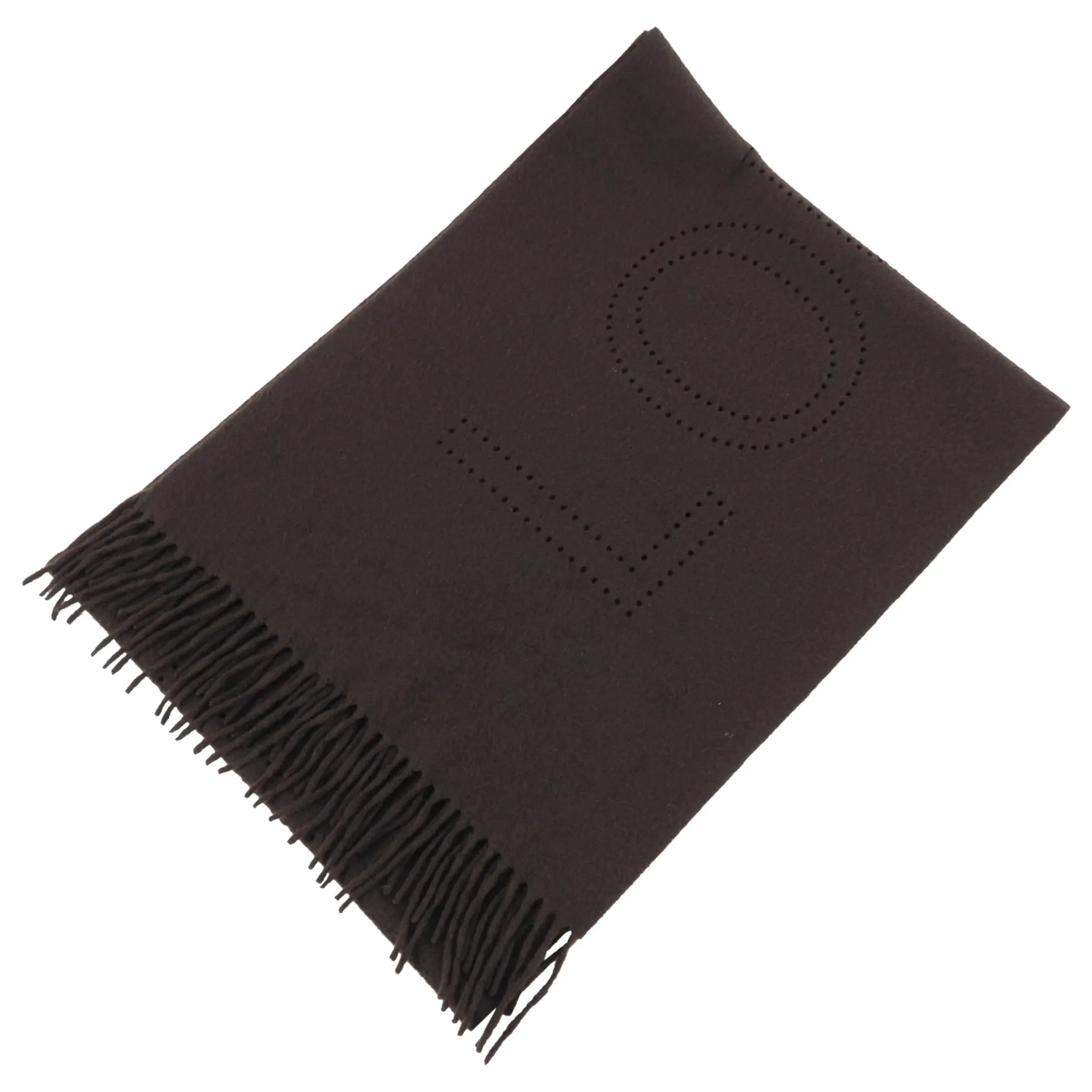 Louis Vuitton Brown Cashmere Perforated Logo Scarf