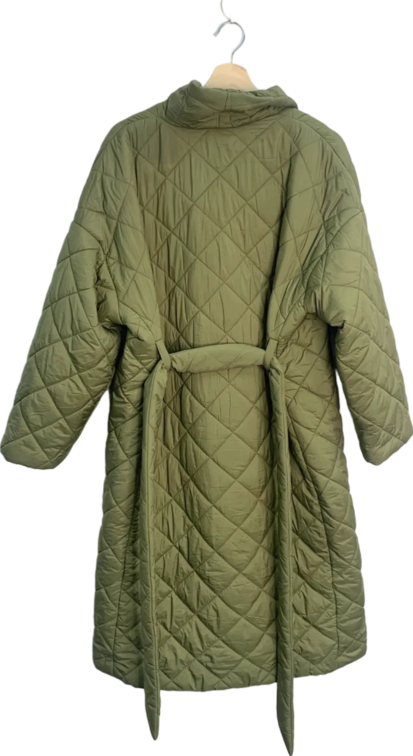 Mango Khaki Quilted Water-Repellent Coat UK S