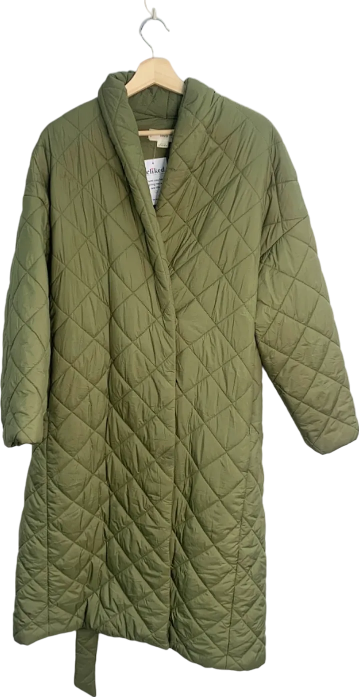 Mango Khaki Quilted Water-Repellent Coat UK S