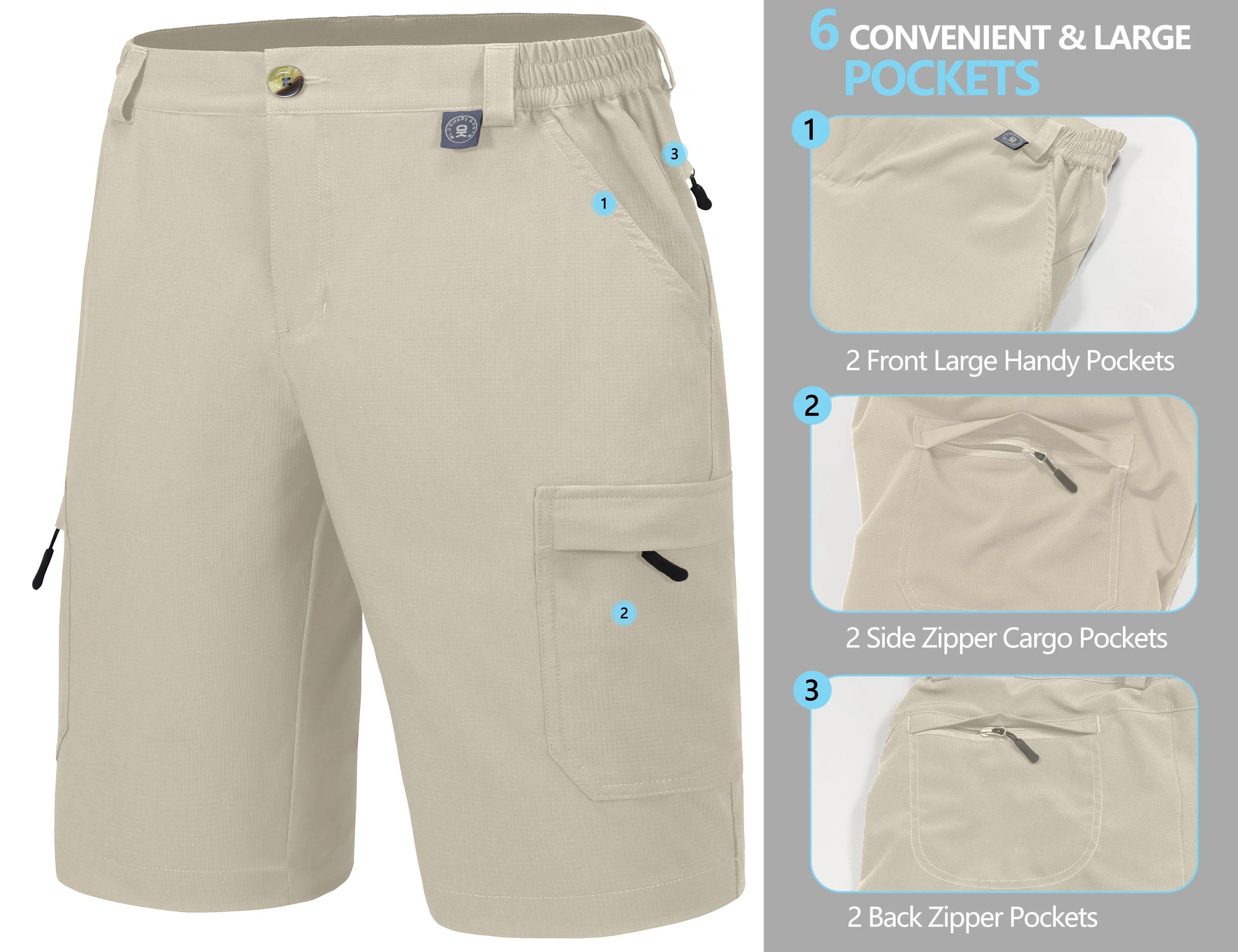 Men's 10 Inch UPF 50 Stretch Cargo Shorts